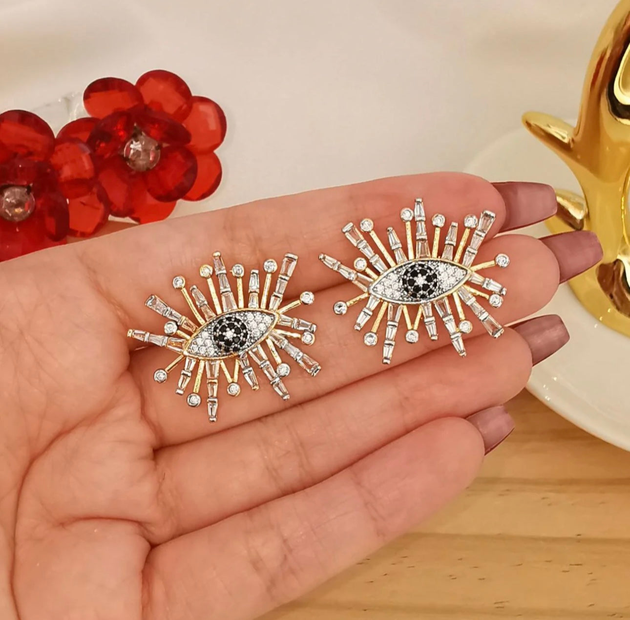 Evil eye earrings