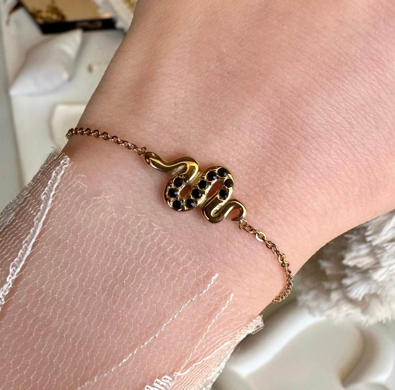 Black zircon grommet bracelet
