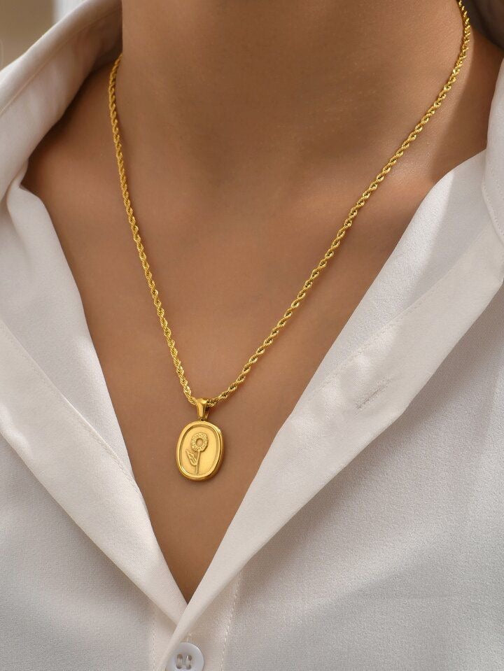 Golden sun flower necklace