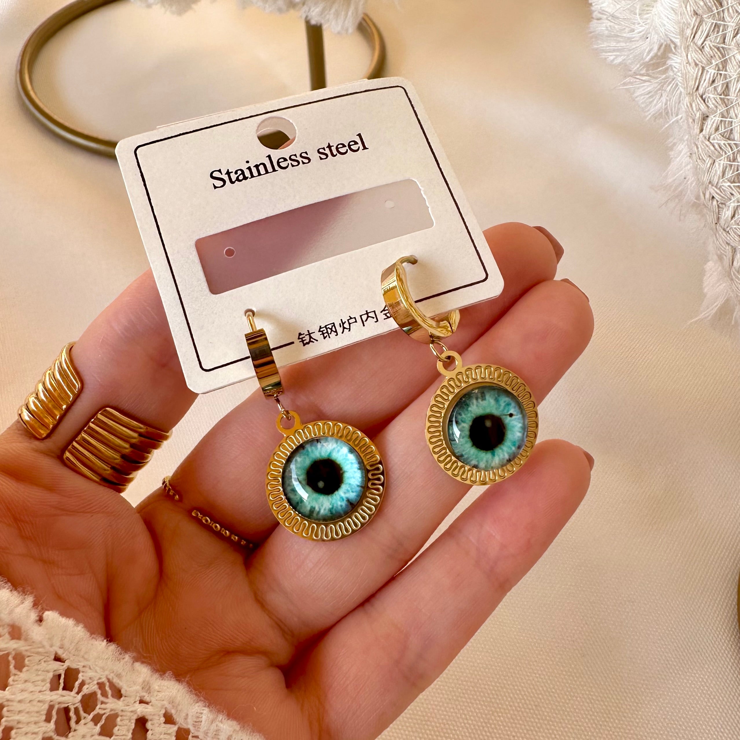 Evil eye earrings