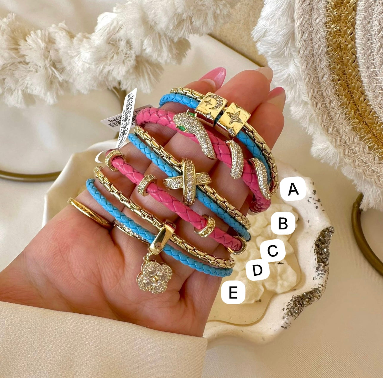 Color leather bangles