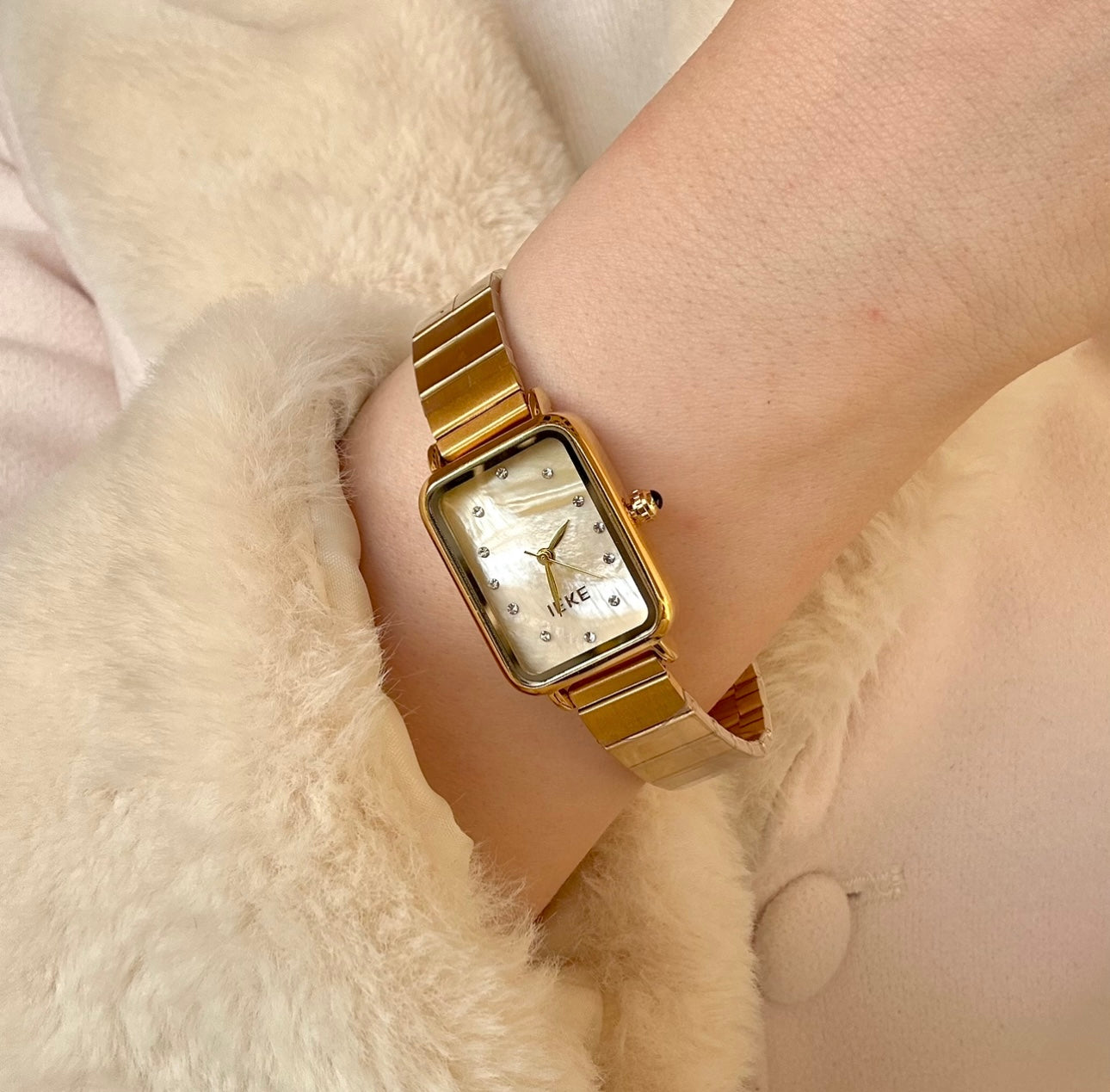 ieke marble  zircon rectangular watch