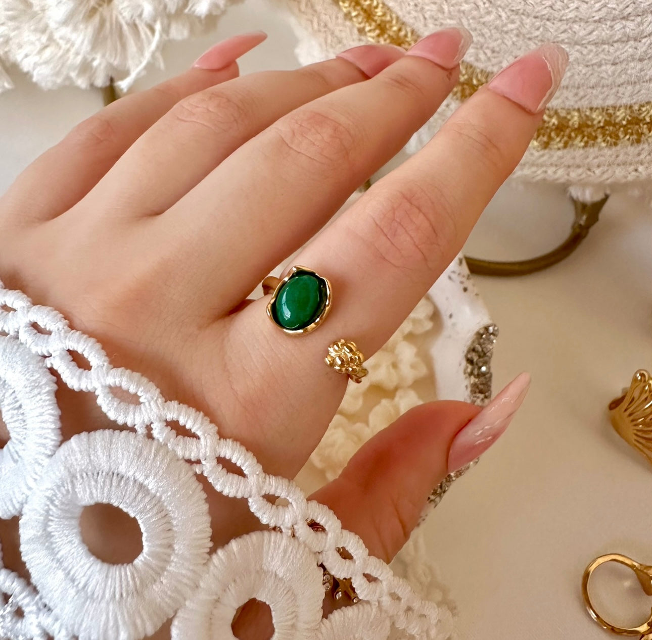 Green chunky Ring