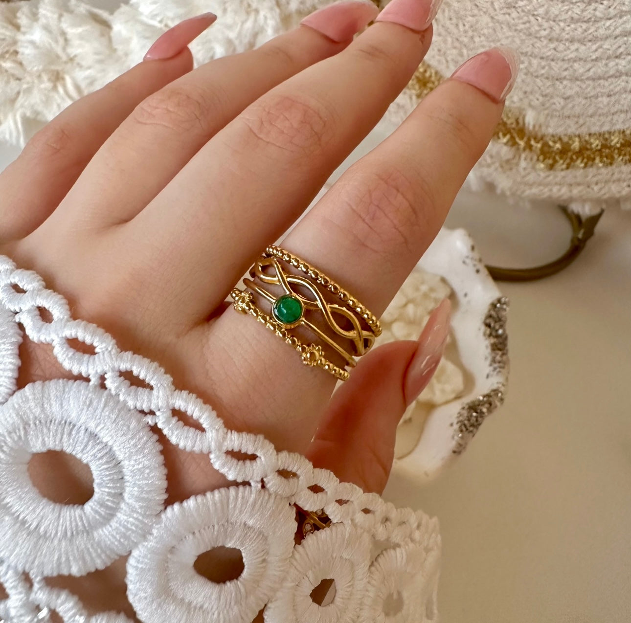 Green chunky Ring