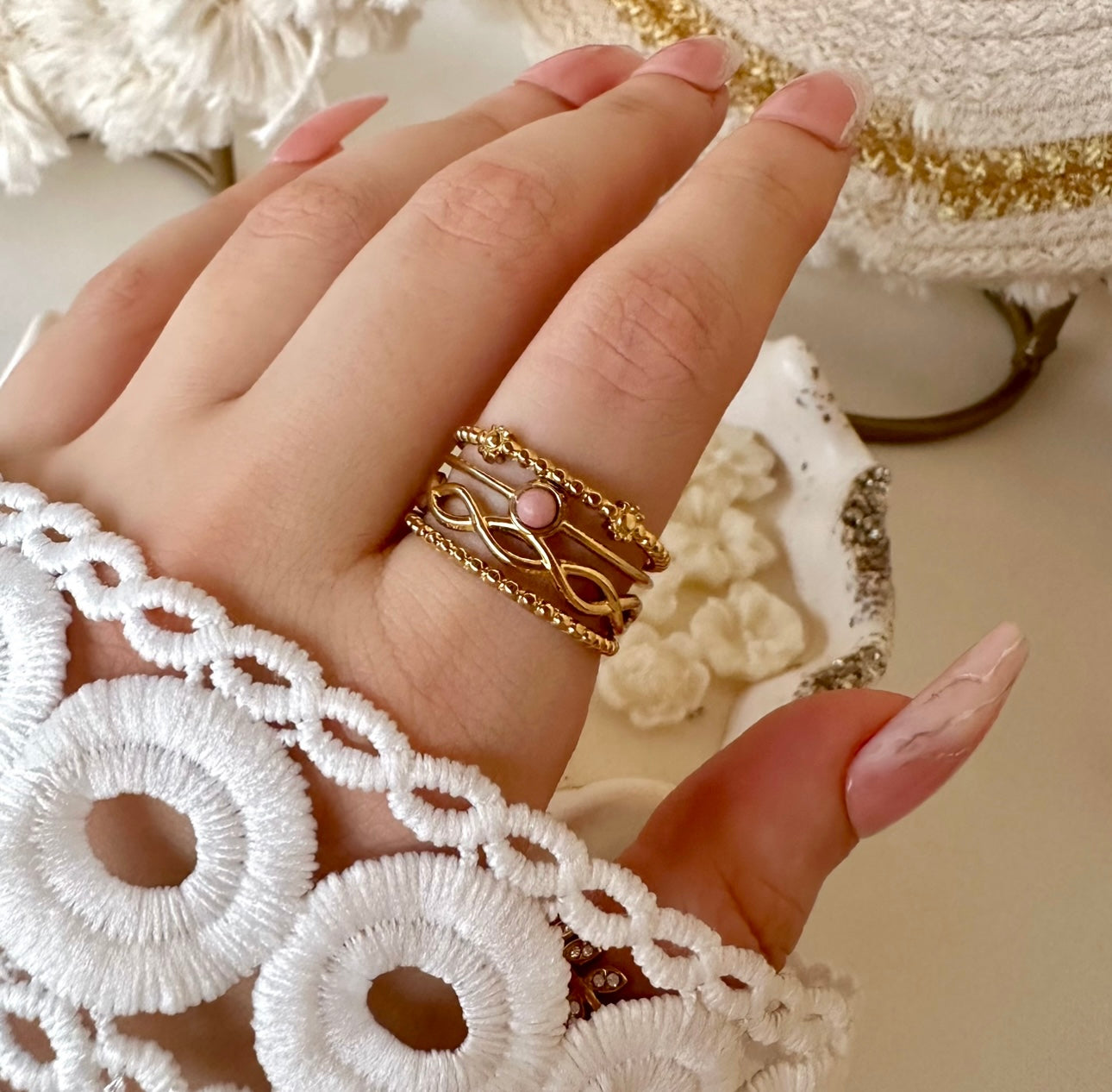 Brick Red stone Ring