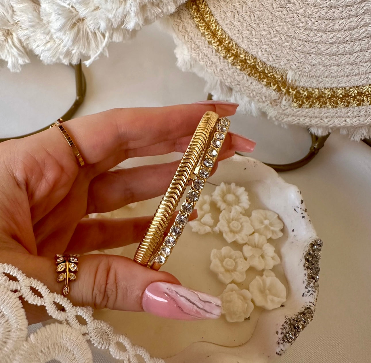 Rhinestone cuff bangle