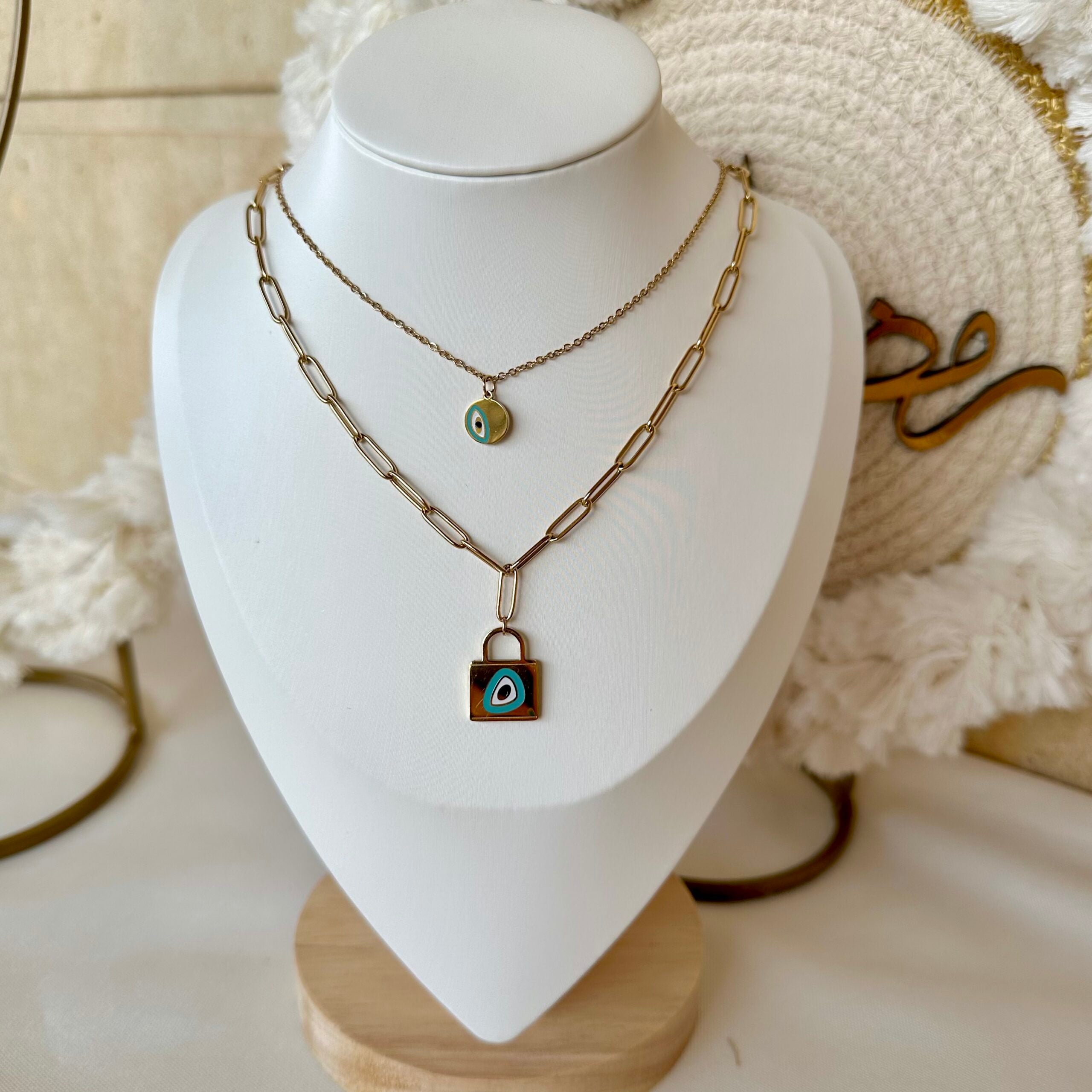 Double Evil & lock necklace