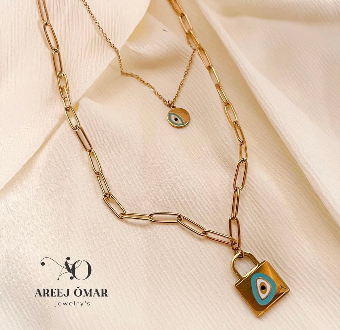 Double Evil & lock necklace