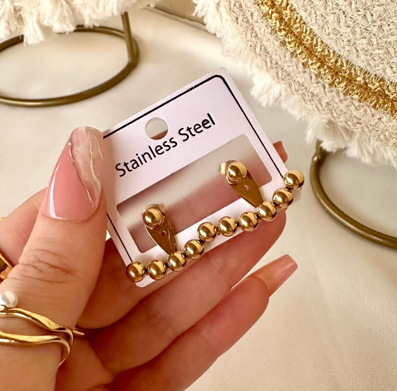 Golden ball earrings