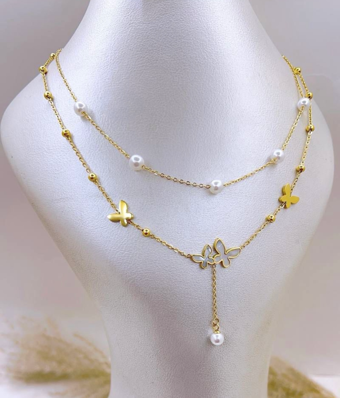 Pearl butterfly necklace