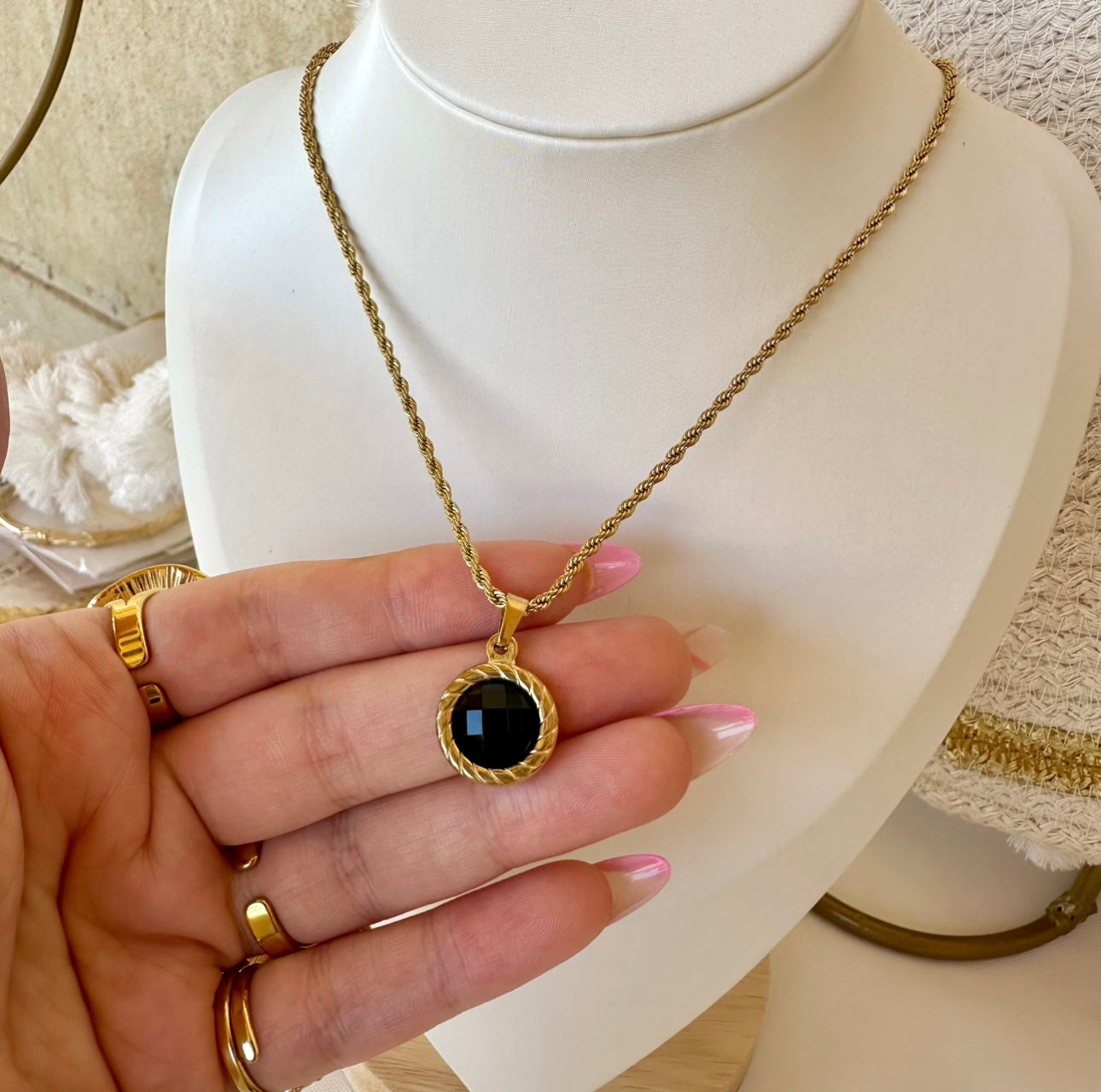 Black zircon necklace