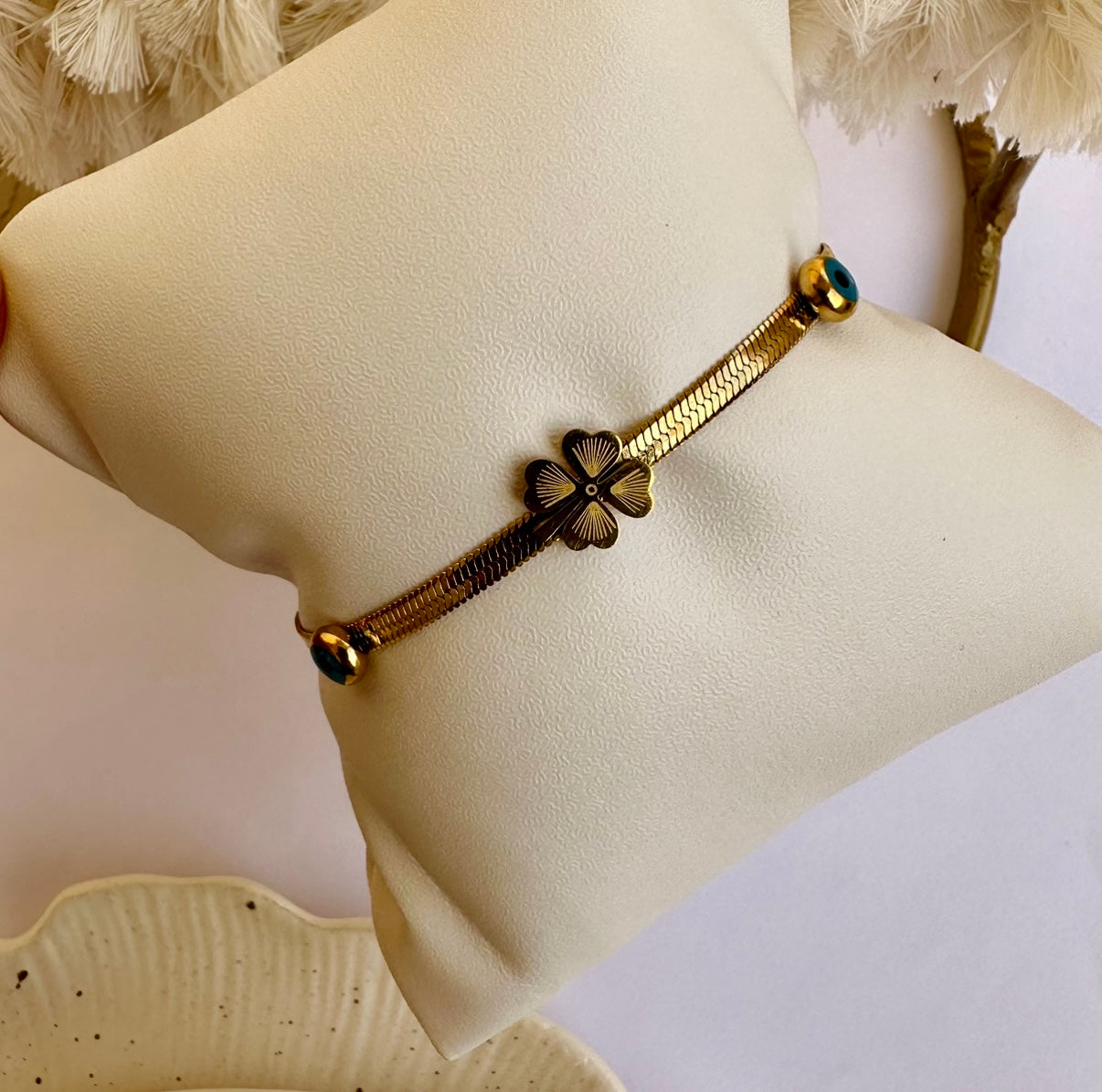 Flower & Evil eye snake bracelet