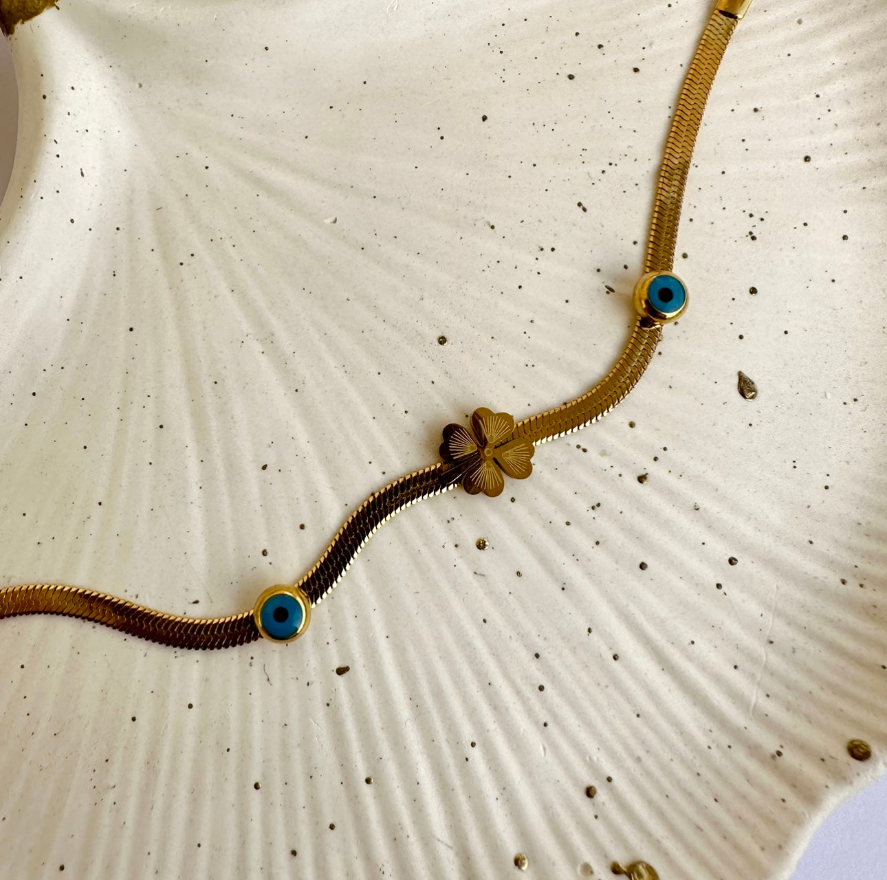 Flower & Evil eye snake bracelet