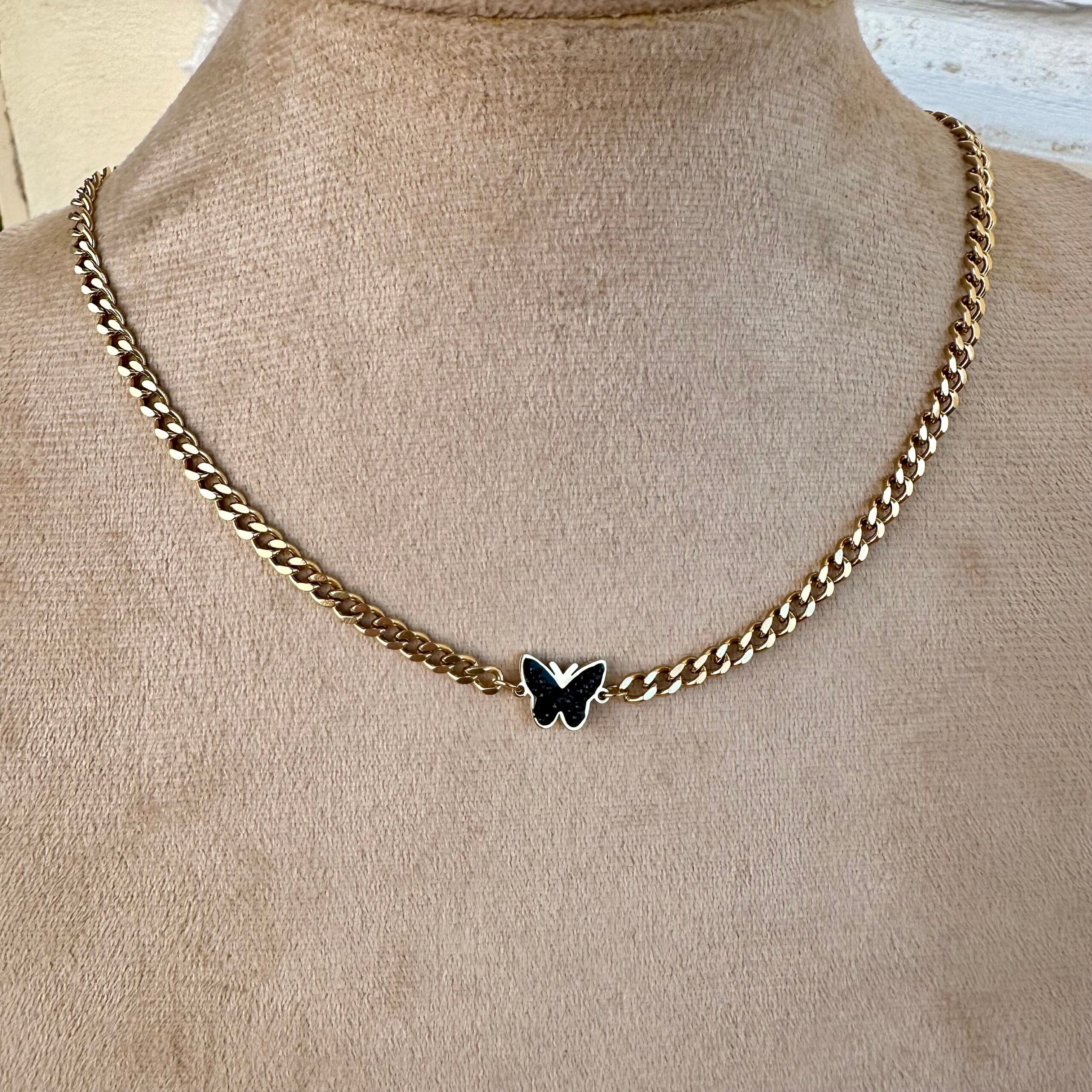 Black butterfly necklace