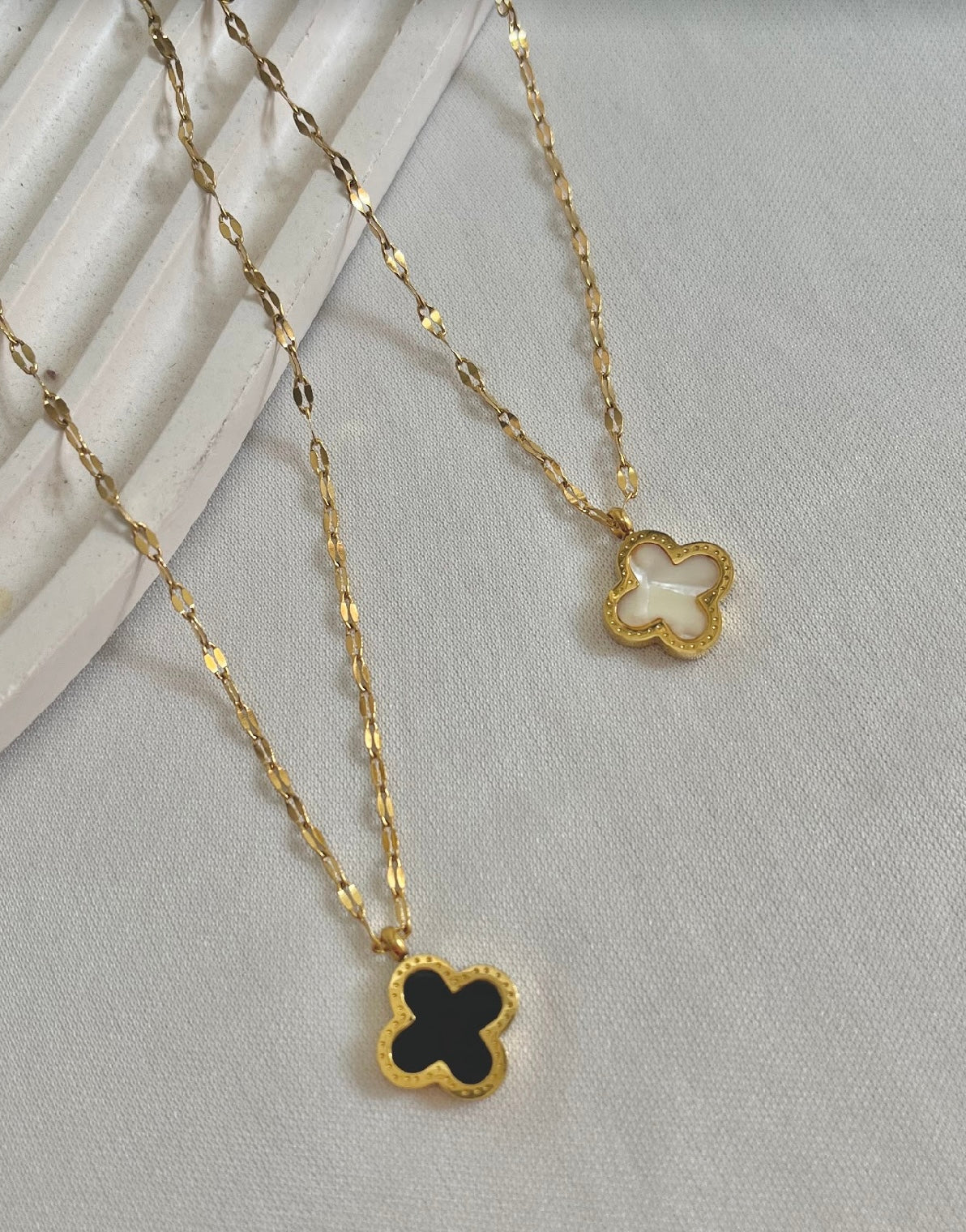 white and black  double necklace