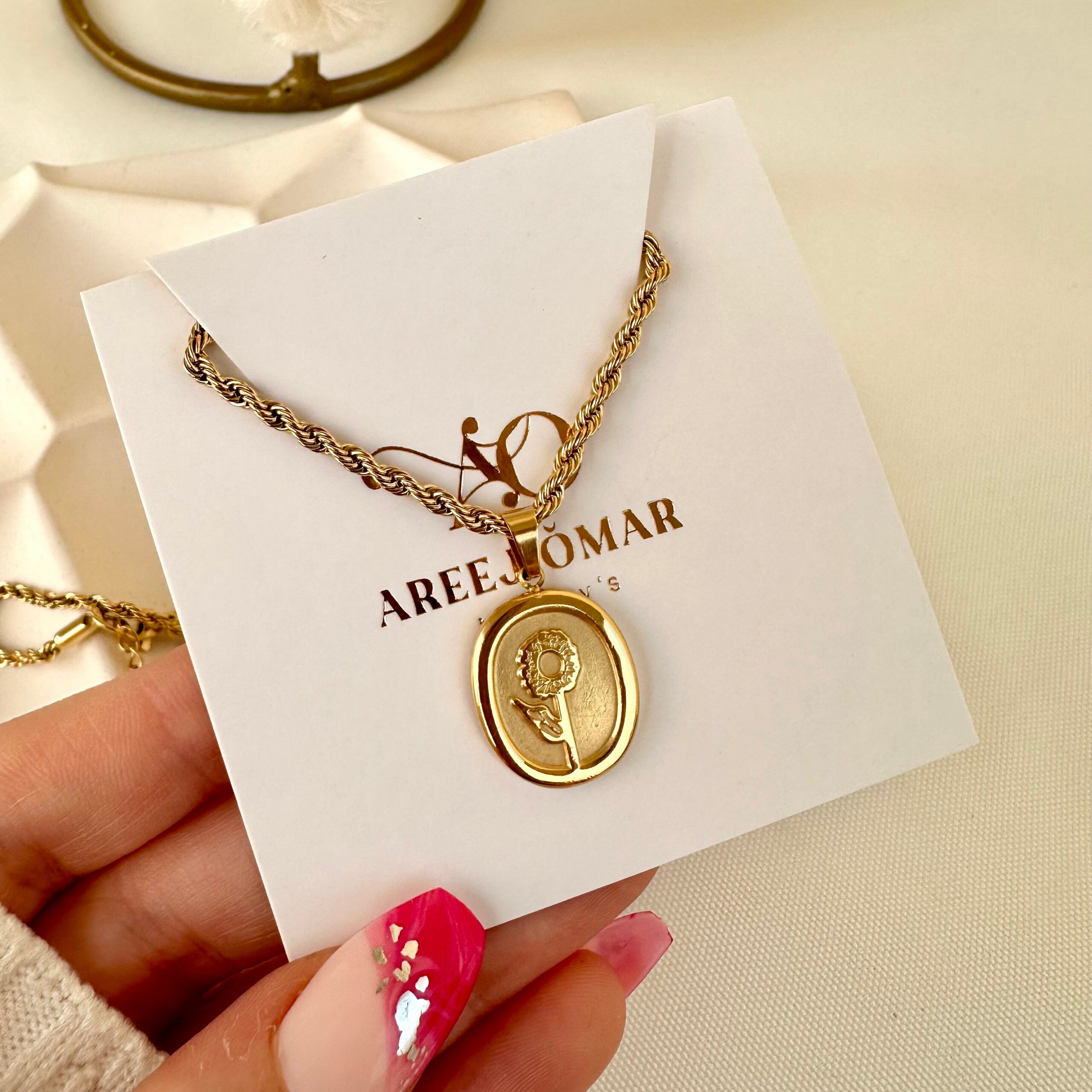 Golden sun flower necklace