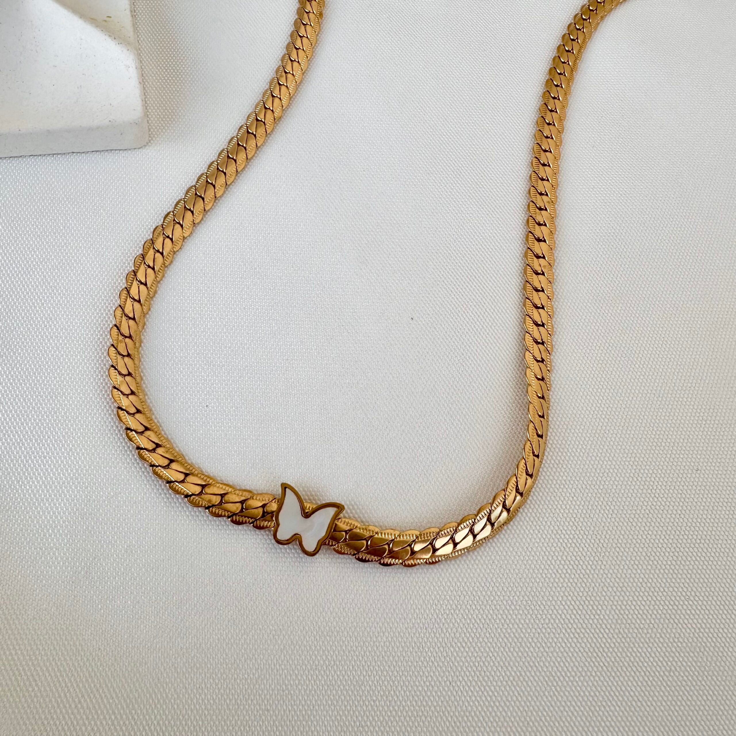 White butterfly necklace