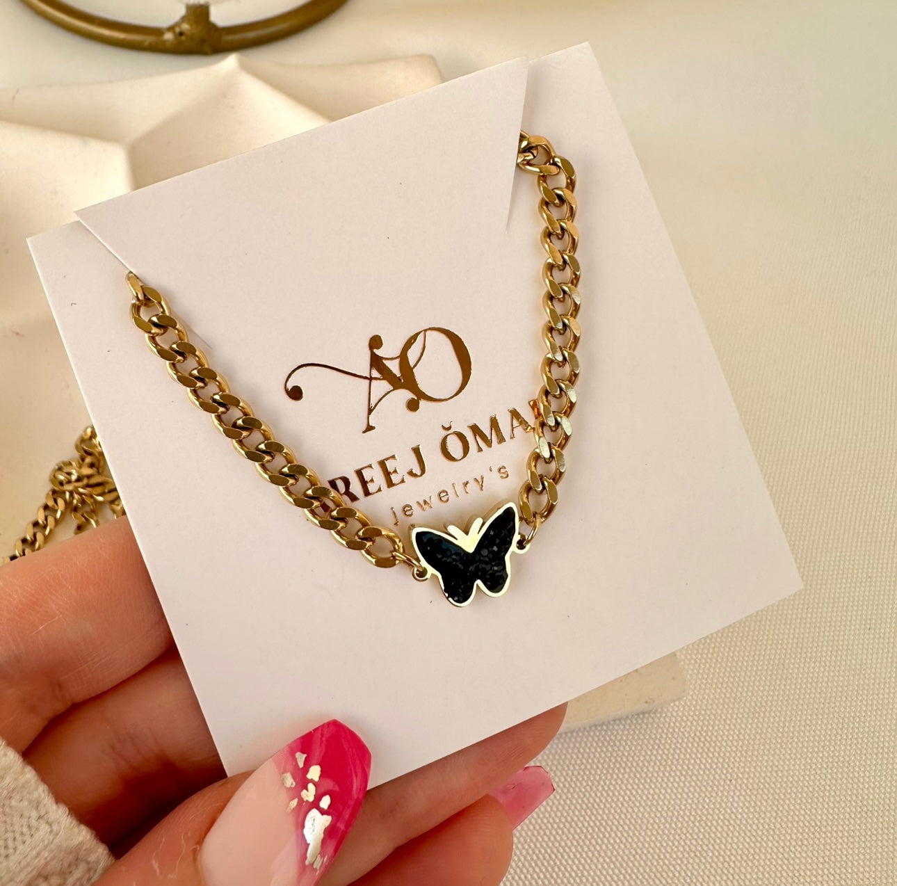 Black butterfly necklace