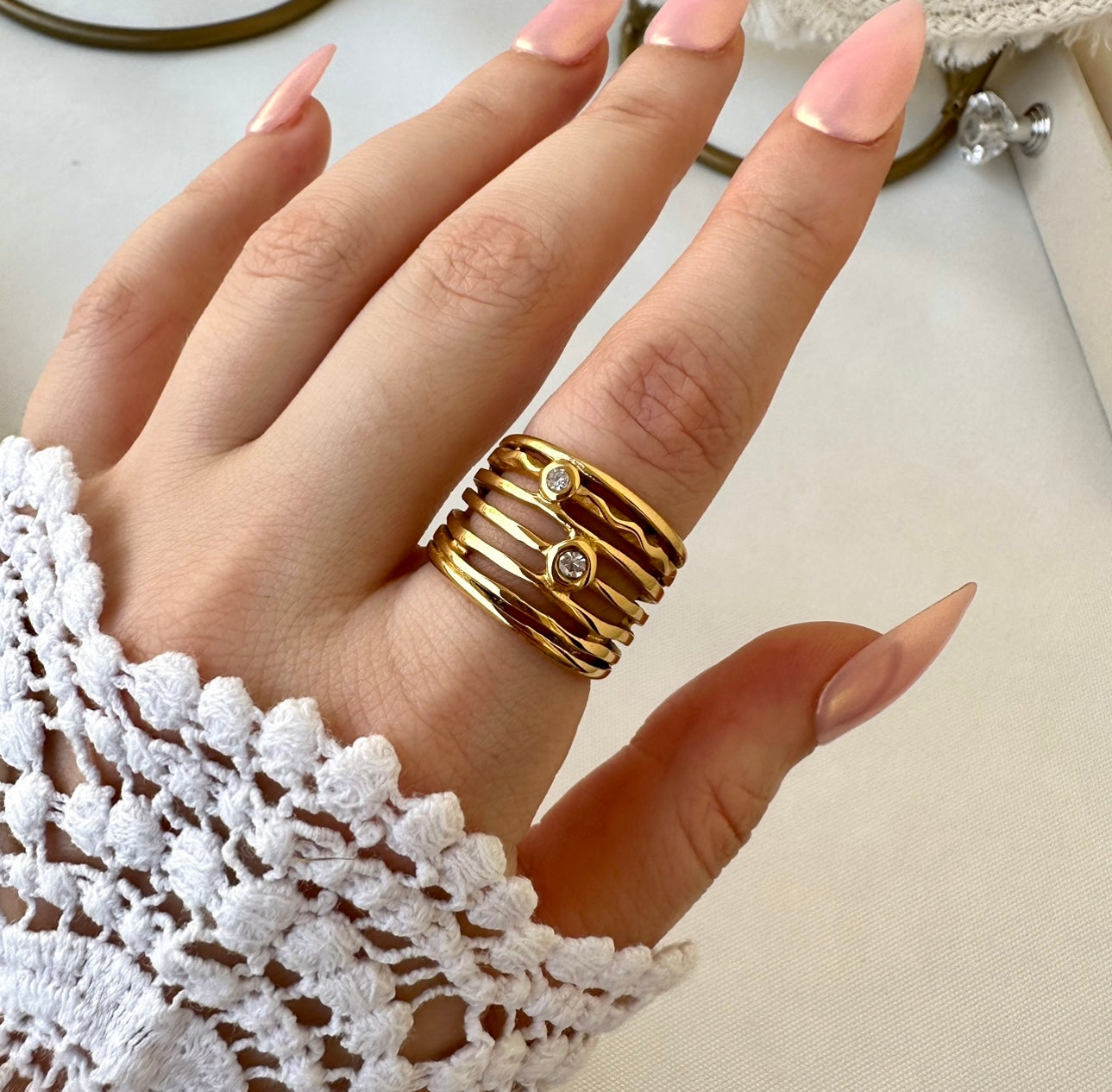 Crisscross Zircon Ring