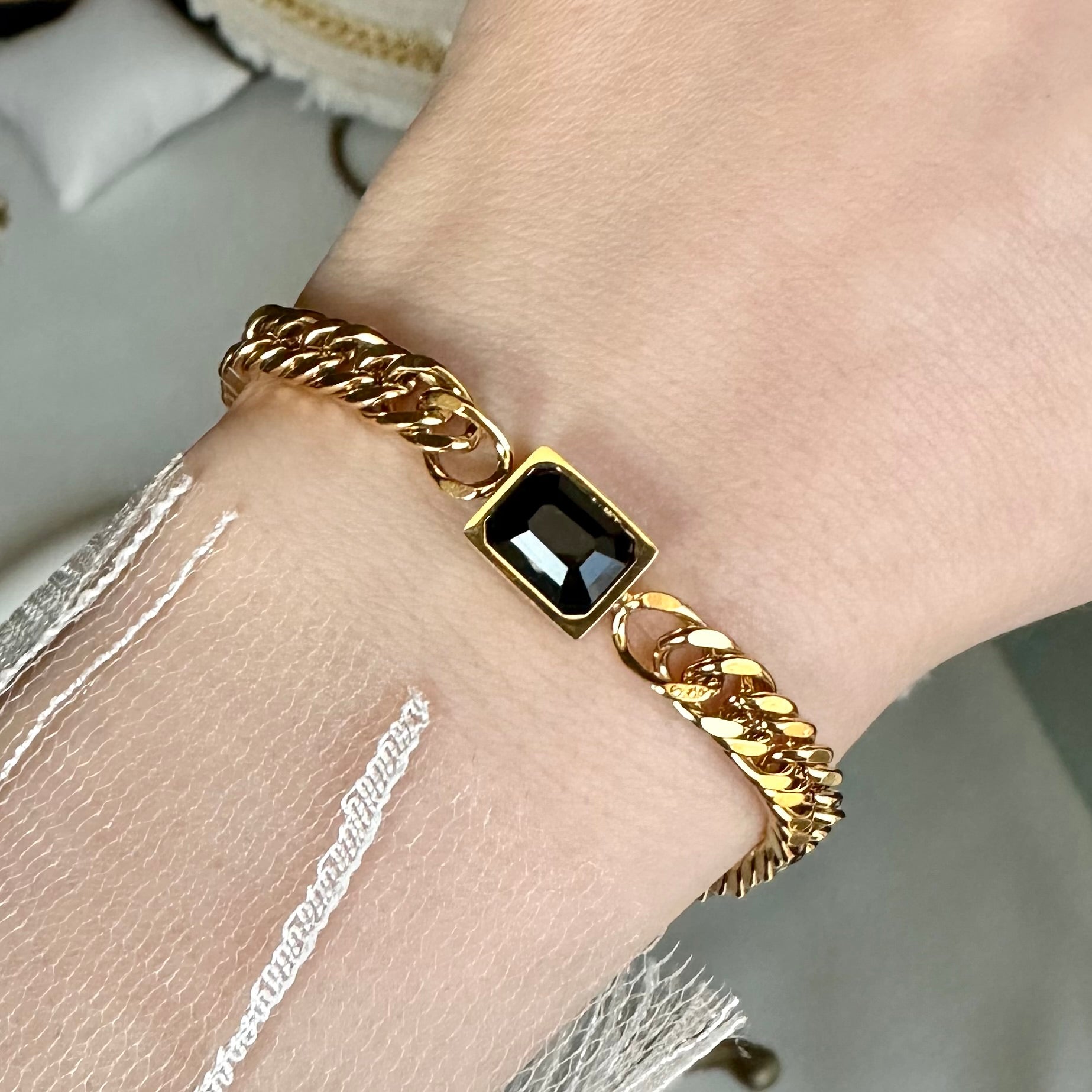 Black zircon grommet bracelet