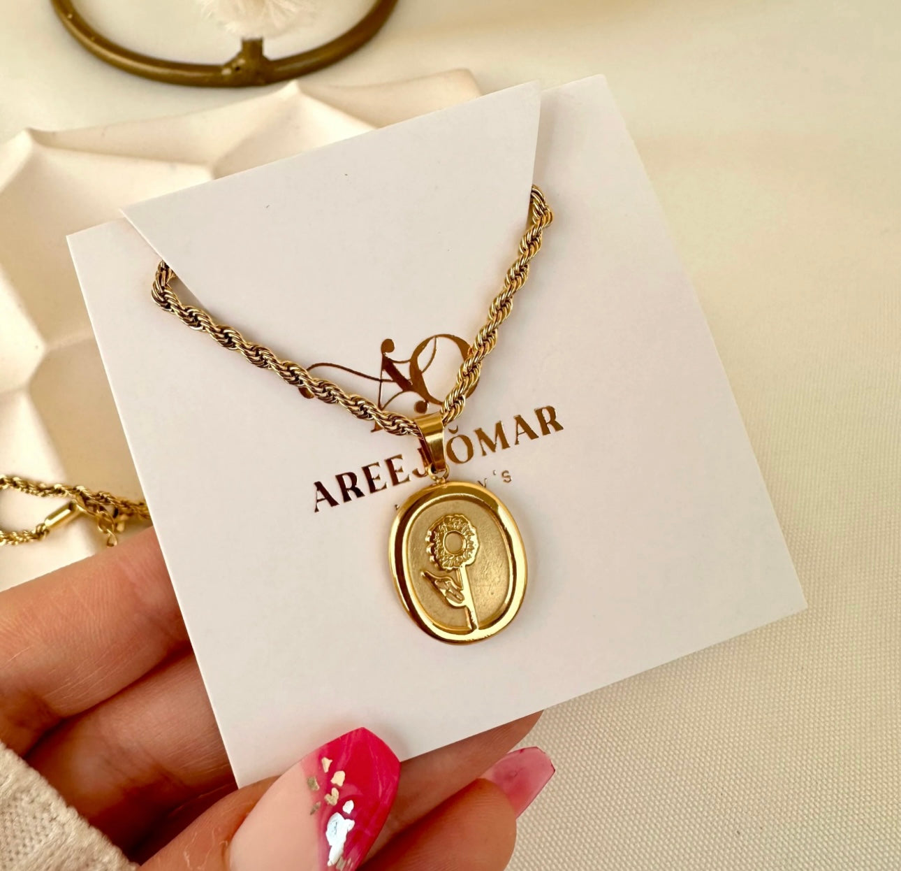 Golden sun flower necklace