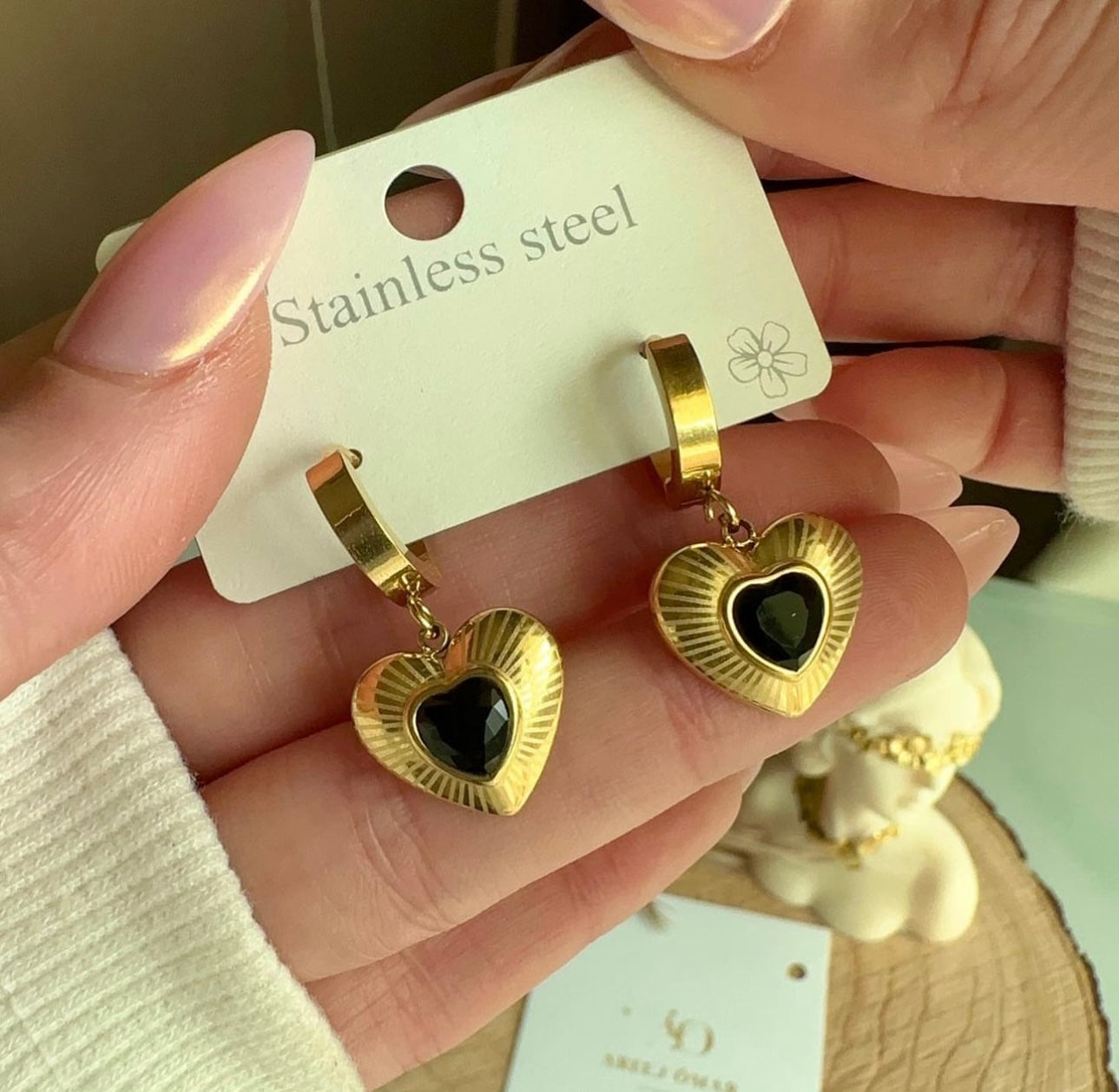 Black heart earrings