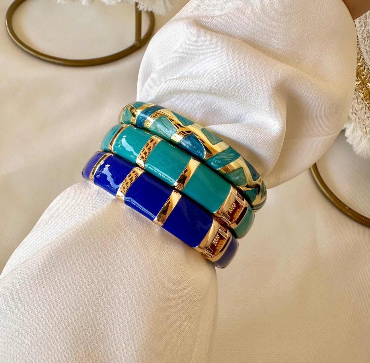 Triple blue bangles