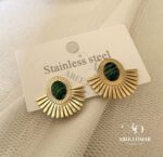 Green stone earrings
