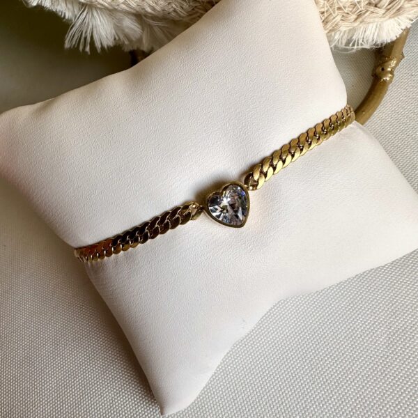 Heart zircon chain bracelet