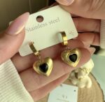 Black heart earrings