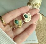 Green stone earrings