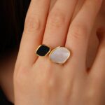 Black and white shell ring