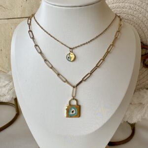 Double Evil & lock necklace