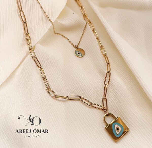 Double Evil & lock necklace