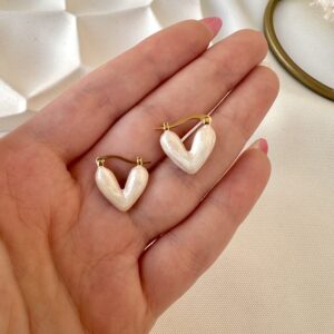 White heart earrings