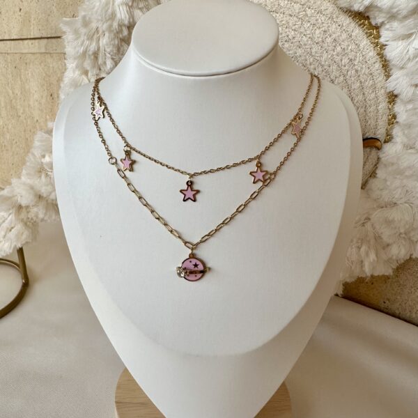 Pink star necklace