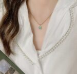 Mint green cymophane necklace