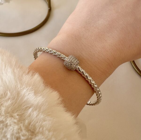 Silver zircon bangle