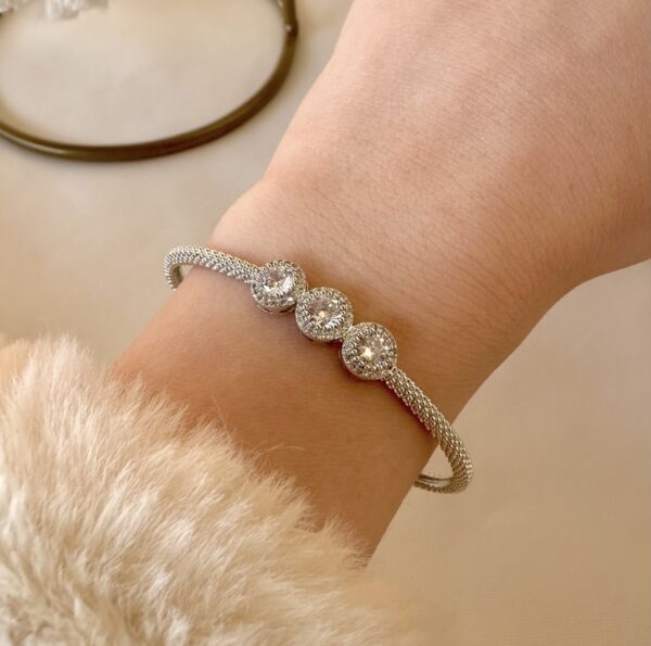 Silver zircon bangle