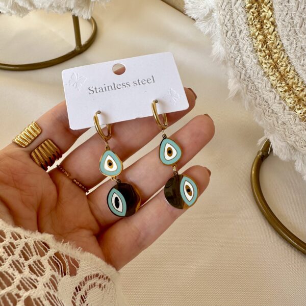 Long Evil eye earrings