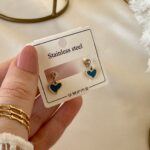 Blue heart earrings