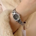 Silver & black zircon ibso watch