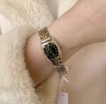 Gold and black zircon ibso watch