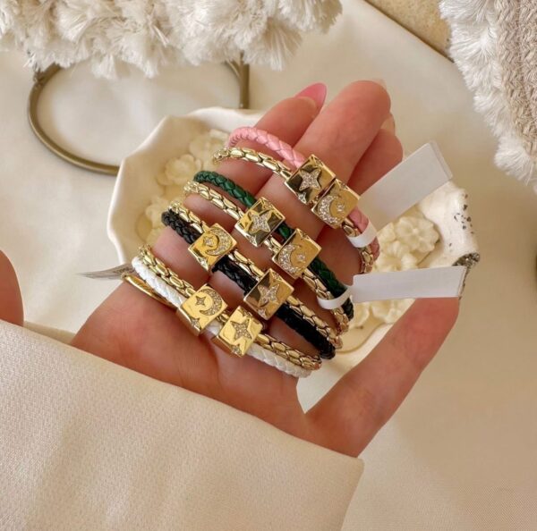 Square leather bangles