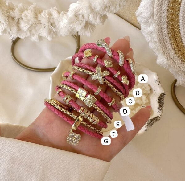 Fuchsia leather bangles