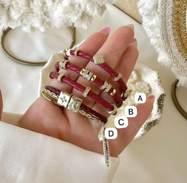 Burgundy leather bangles