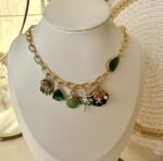 Green Tiffany charms necklace