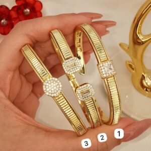 Gold zircon bangle